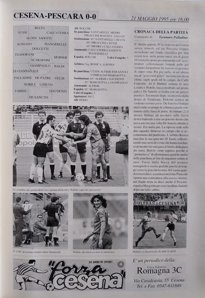 Yearbook Cesena 94, p.s.n. 37, Cesena-Pescara 1994-95