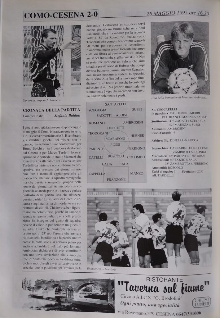 Yearbook Cesena 94, p.s.n. 38, Como-Cesena 1994-95