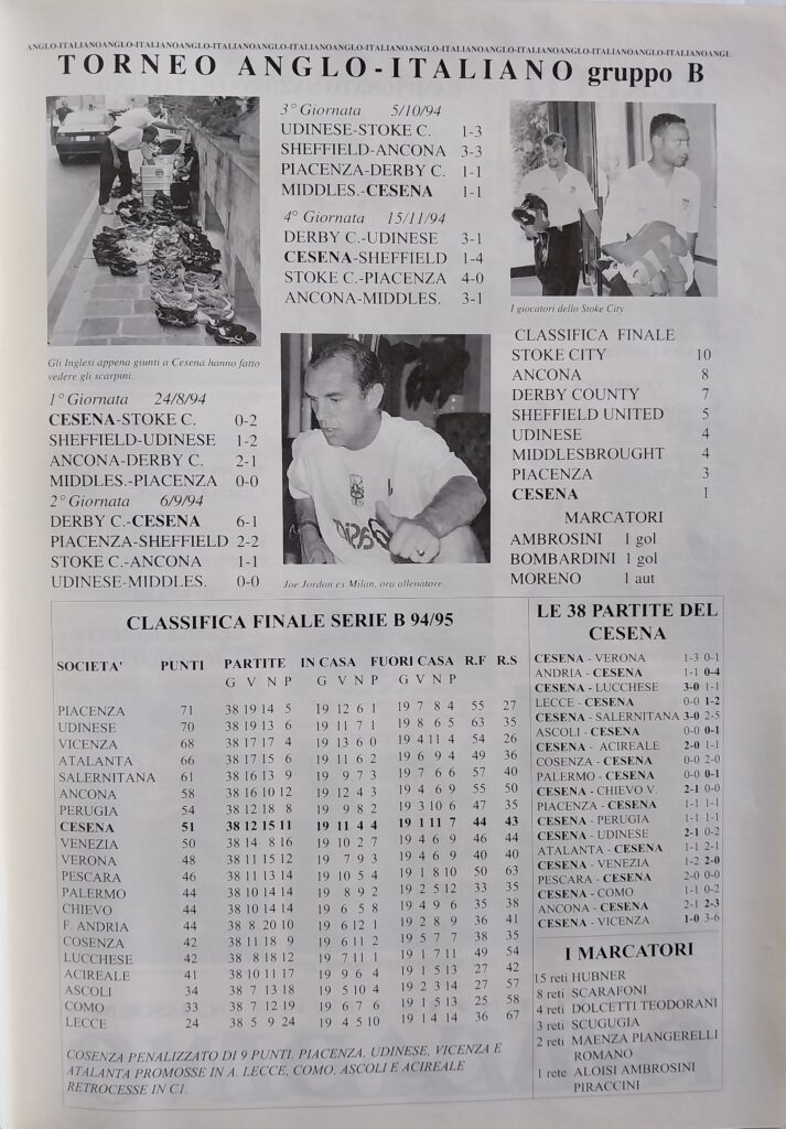 Yearbook Cesena 94, p.s.n. 41, Cesena 1994-95 Torneo Anglo-Italiano