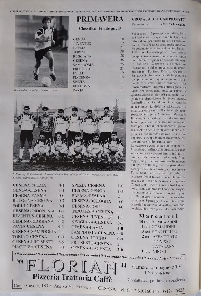 Yearbook Cesena 94, p.s.n. 44, Primavera Cesena 1994-95