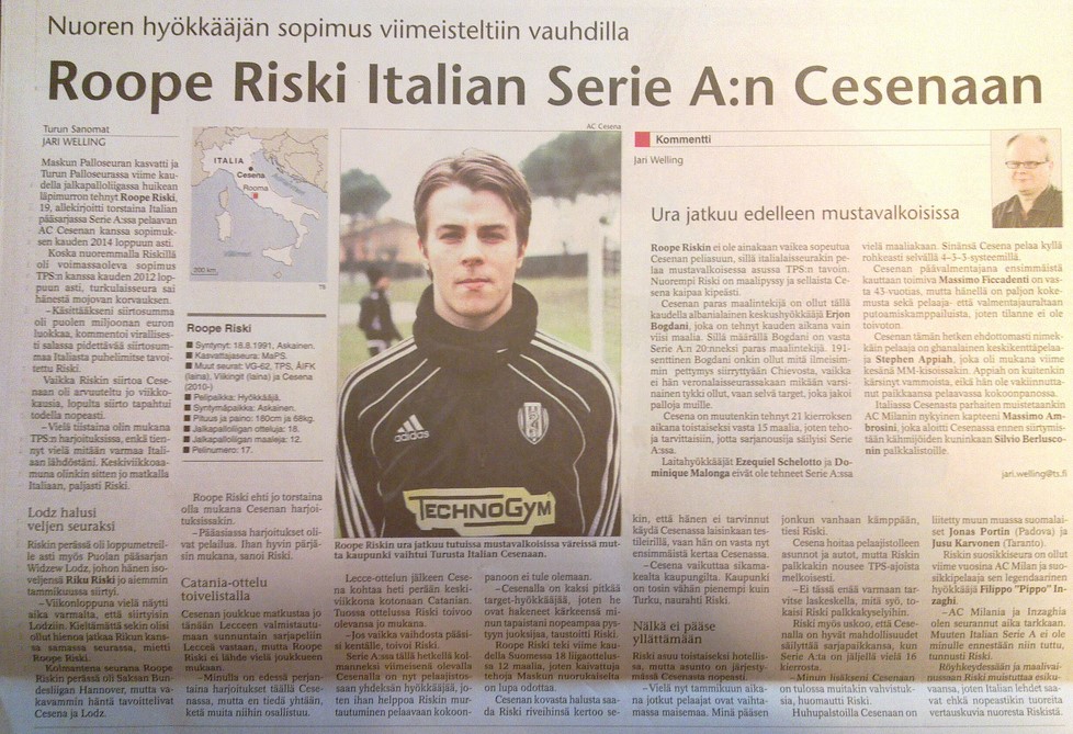 giornale finlandese 2010-11 articolo Riski