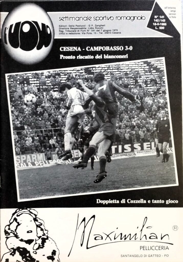 L'Uovo 18 marzo 1985, n. 141-142-143, copertina Cesena-Campobasso 1984-85