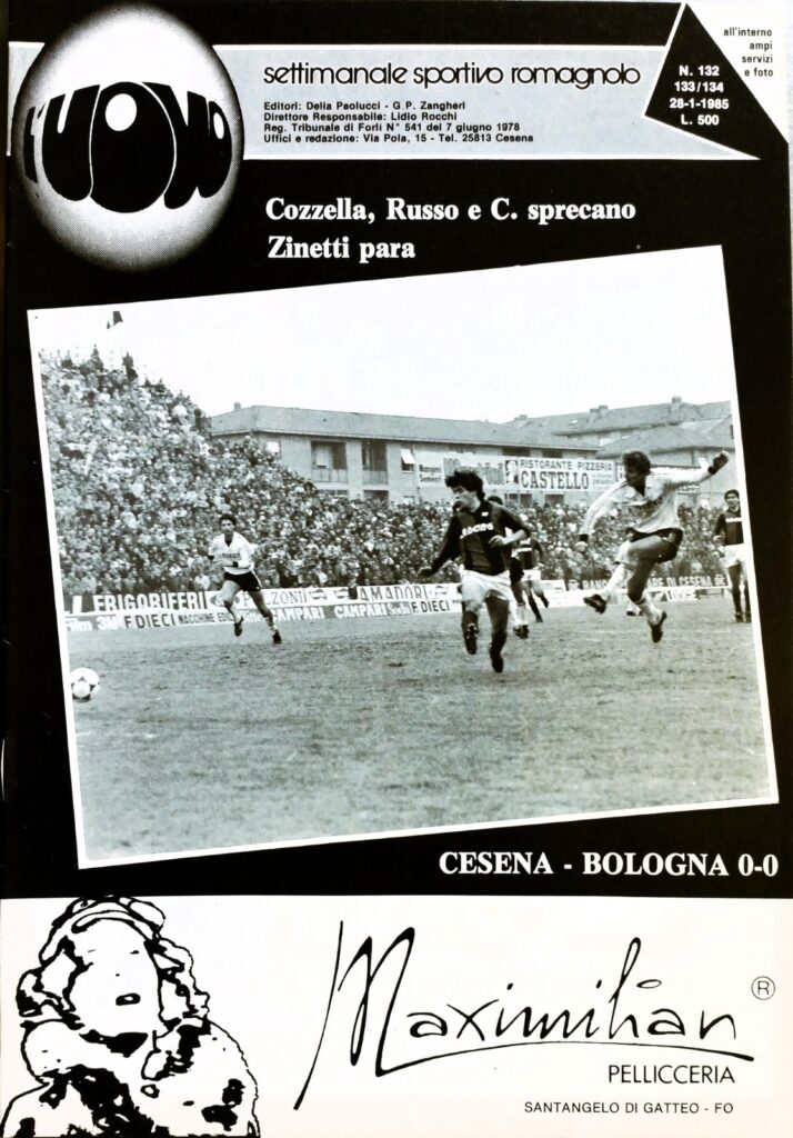 L'Uovo 28 gennaio 1985, n. 132-133-134, copertina Cesena-Bologna 1984-85