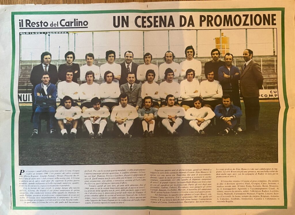 Poster rosa Cesena 1971-72 Il Resto del Carlino