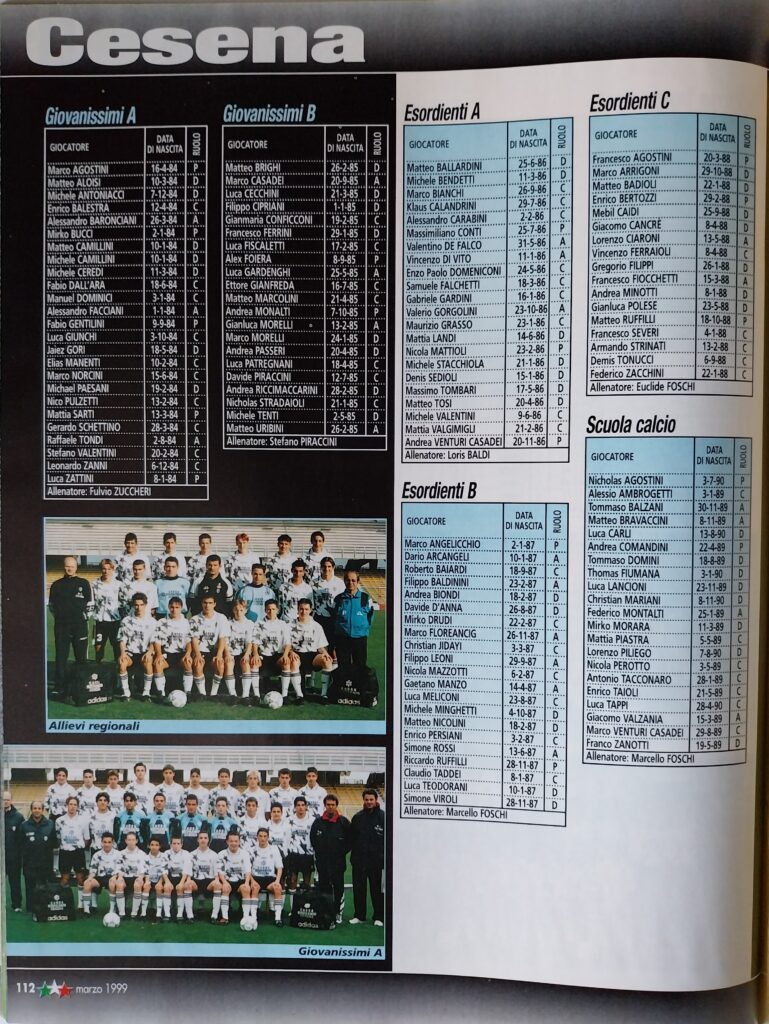 Calcio2000 marzo 1999, n. 17, Cesena 1998-99 e giovanili parte2