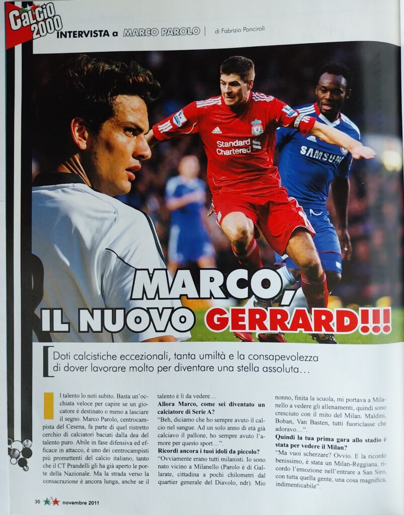 Calcio2000 novembre 2011, n. 167, p. 23, articolo Parolo 2011-12 parte1