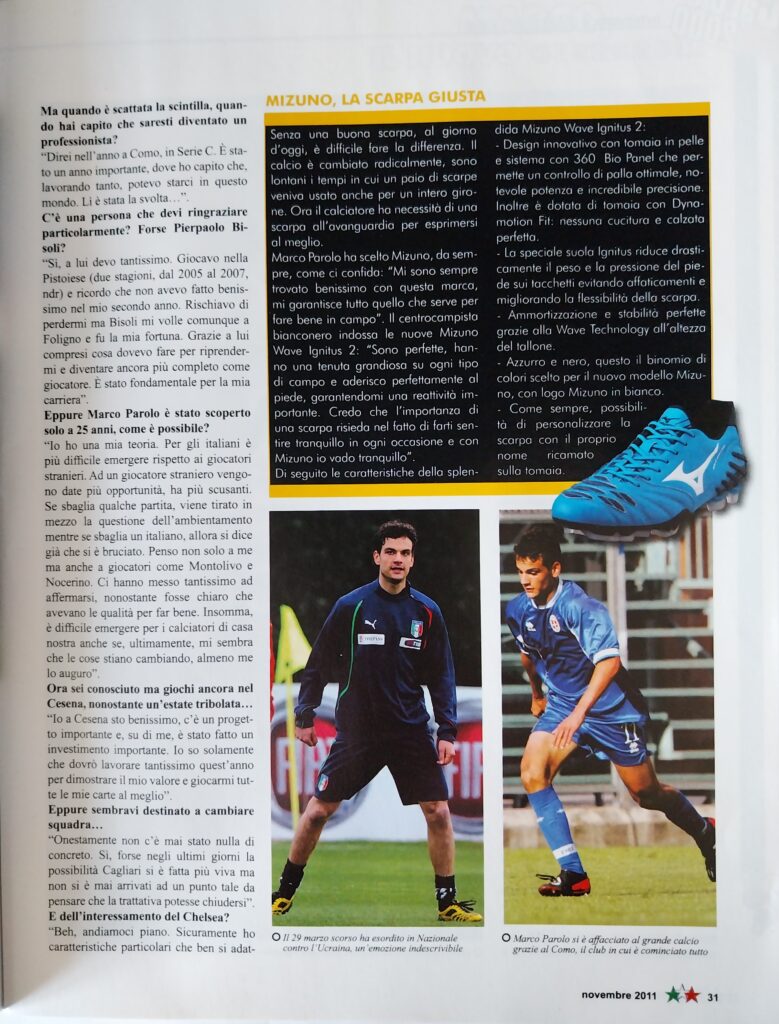 Calcio2000 novembre 2011, n. 167, p. 23, articolo Parolo 2011-12 parte2