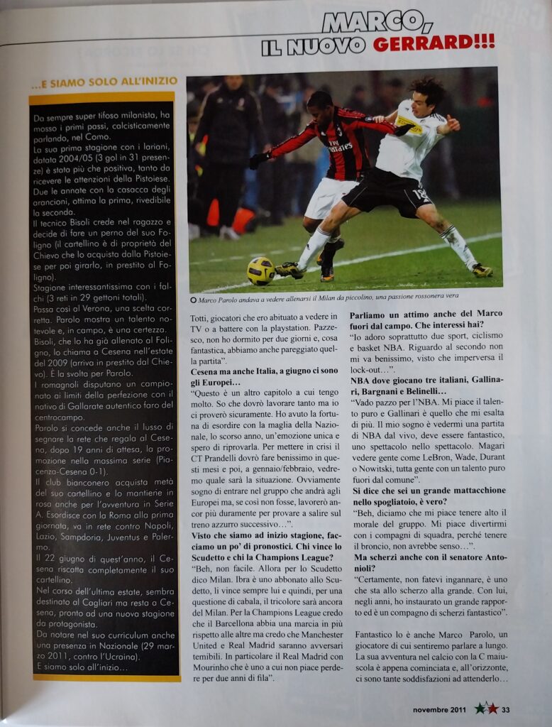 Calcio2000 novembre 2011, n. 167, p. 23, articolo Parolo 2011-12 parte4