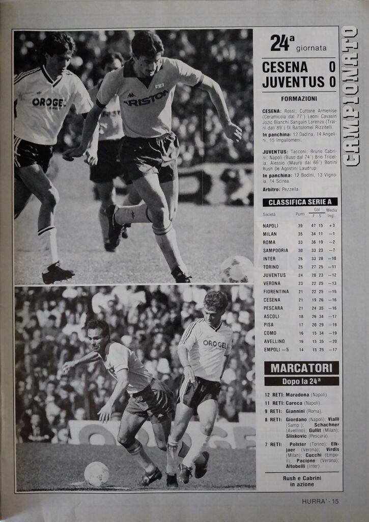 Hurrà Juventus maggio 1988, n. 5, p. 15, Cesena-Juventus 1987-88