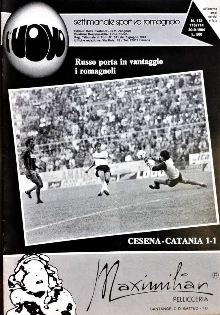 L'Uovo 30 settembre 1984, n. 112-113-114, copertina Cesena-Catania 1984-85